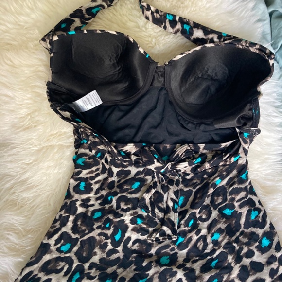 Coco Reef Animal Print One Piece with Teal Highlights - Picture 3 of 4